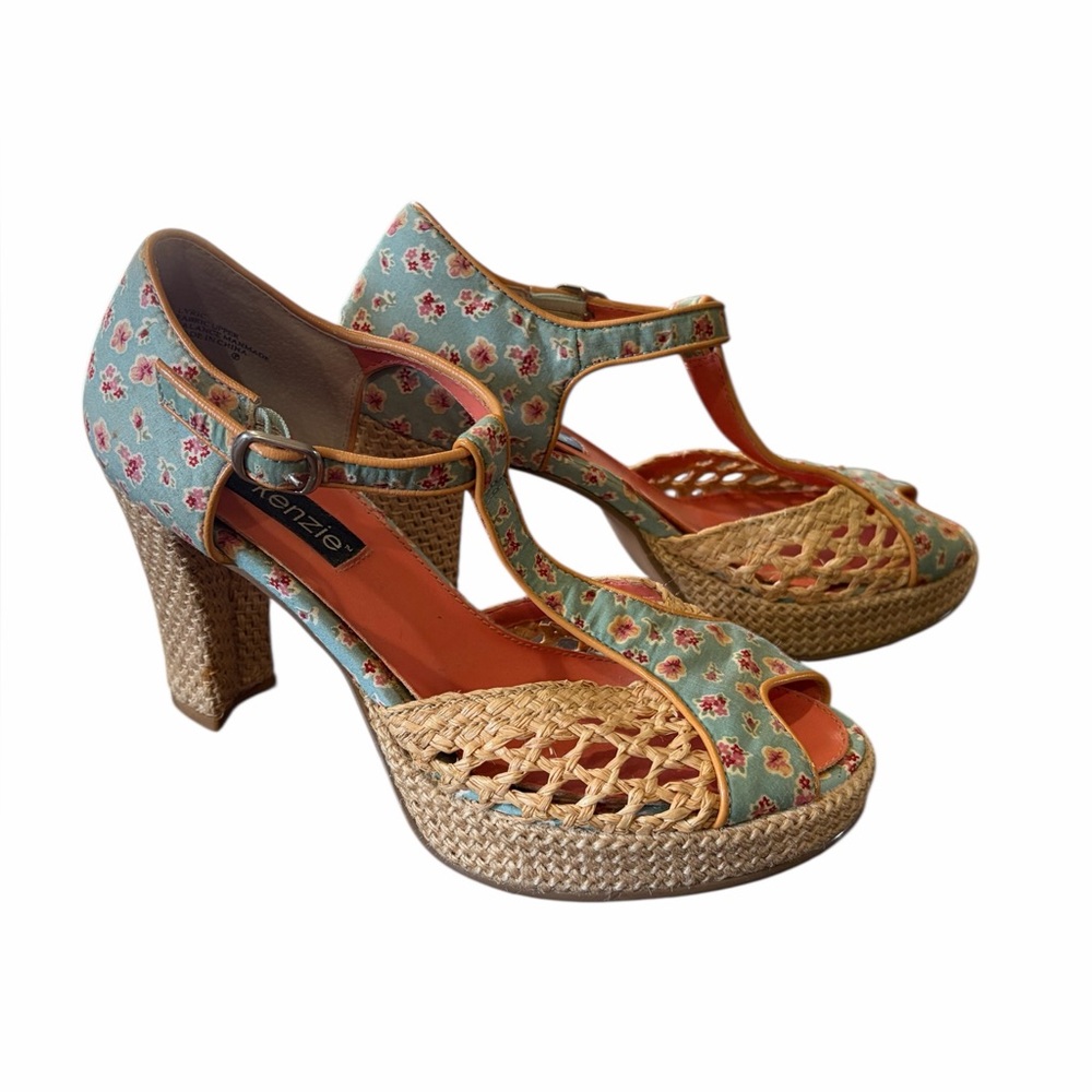 Kenzie Lyric Floral T-Strap Platform Heel - Picture 2 of 9